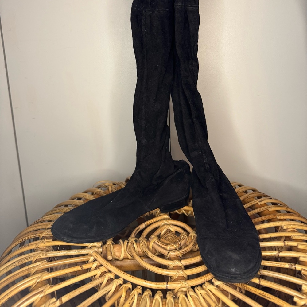 Stuart Weitzman LOWLAND Black Suede Over-the-Knee Boots